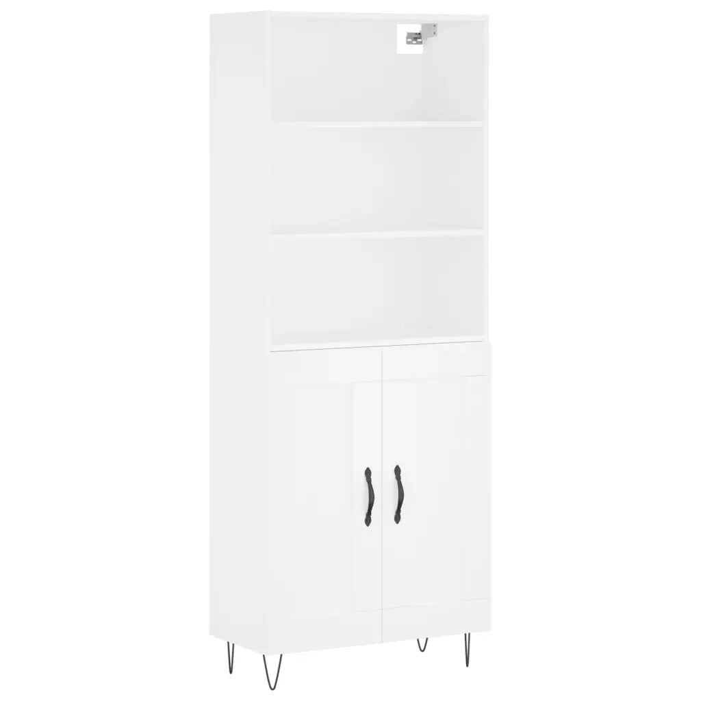 Credenza-Buffet-Armadio da cucina Bianca 69,5x34x180 cm in Legno Multistrato 969534