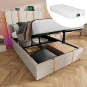letto imbottito lino beige 90 x 200 cm