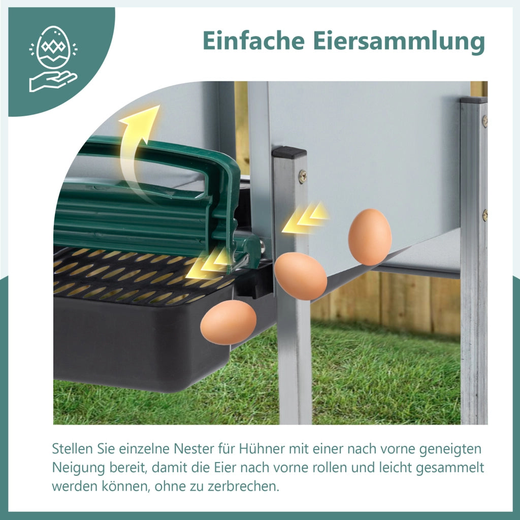 Nido per Galline con 4 Scomparti e Copertura ¨C MINIMAL ¨C Verde, per Esterno