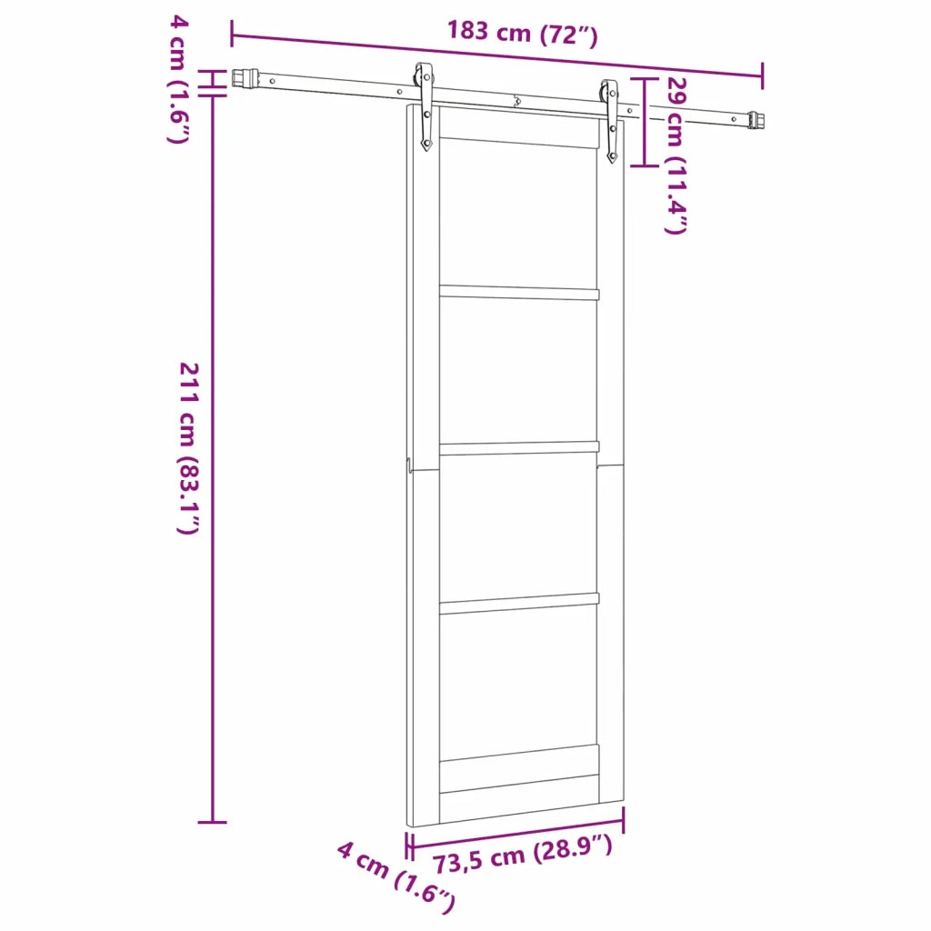 Porta scorrevole ORKDAL Naturale e Nero 73,5 x 211 cm 3445558