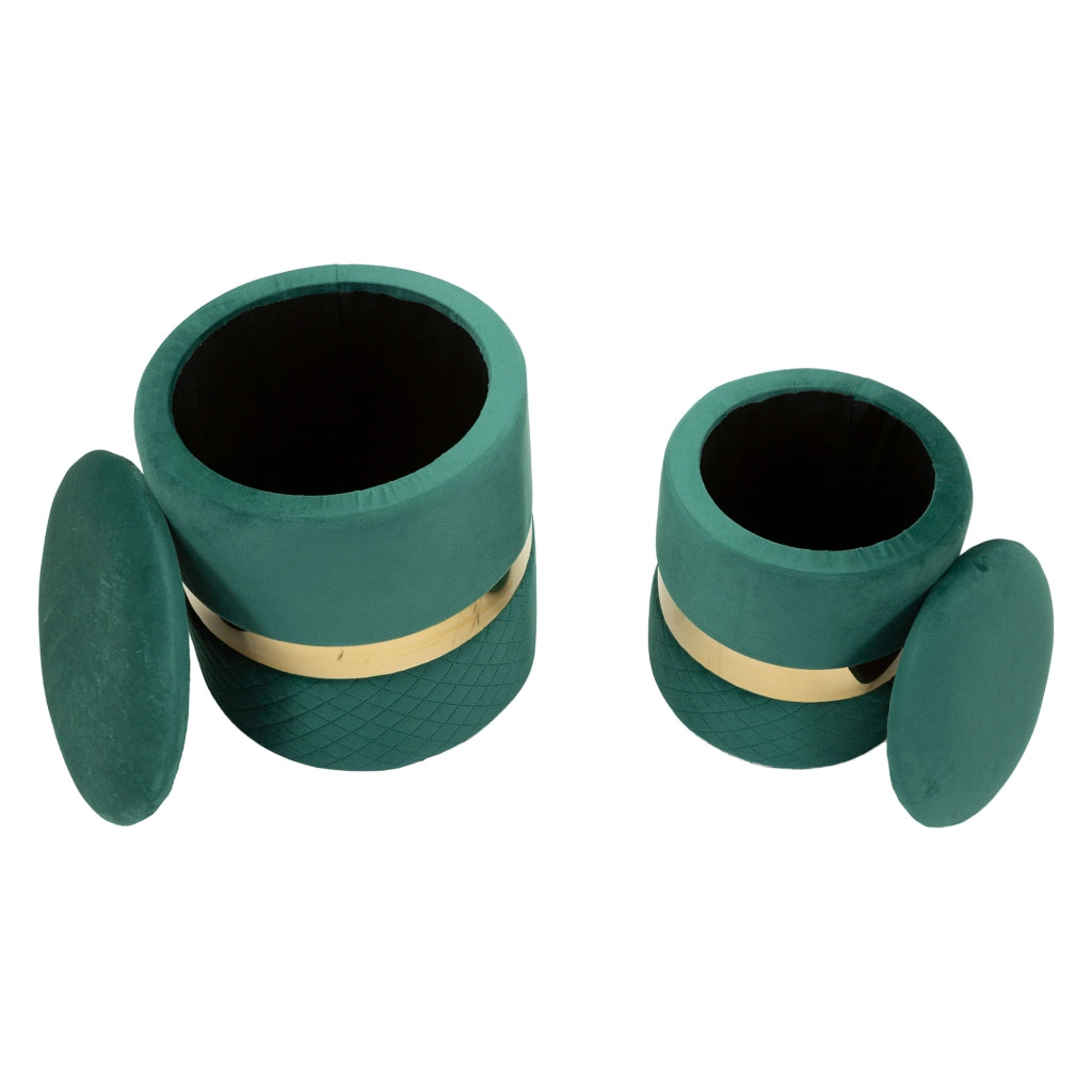 Maun, Pouf Contenitore set da 2, 37x37x42h cm Verde