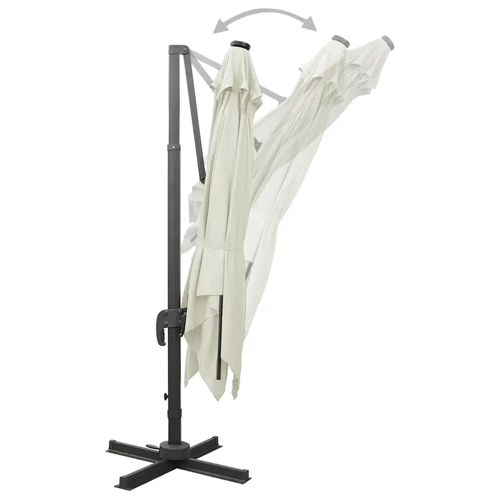 Ombrello | Parasolne a Sbalzo con Palo e Luci a LED Sabbia 300 cm