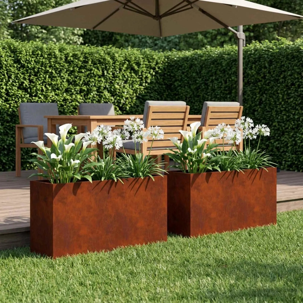 Vaso da giardino 2 pz Ruggine 80 x 40 x 50 cm Acciaio Corten 8005721