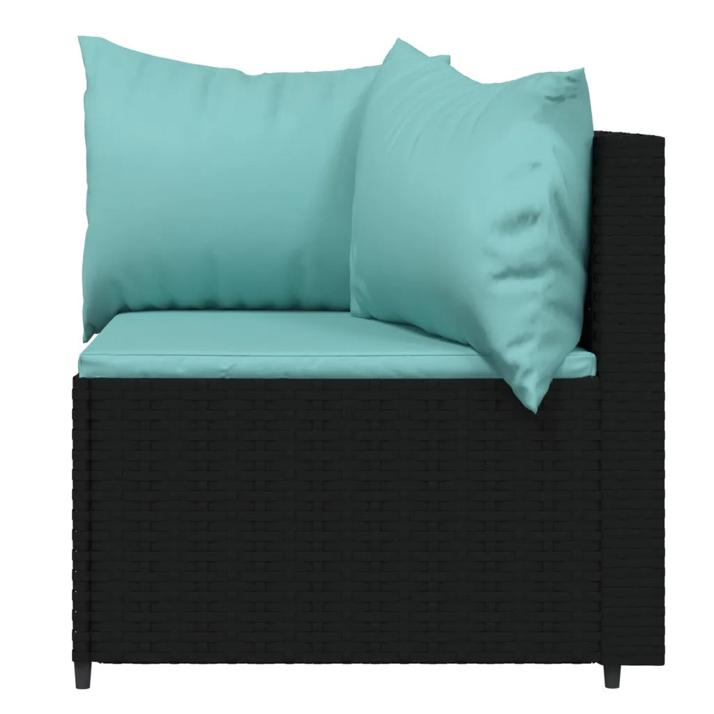 Set Divani da Giardino 4 pz | Set Salotto da Giardino con Cuscini Nero in Polyrattan