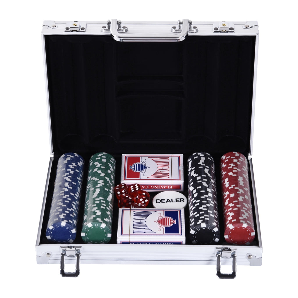 Set Poker Professionale 200 Fiches ¨C Xylo ¨C Valigetta Alluminio con Dadi Carte Dealer 29,5x20,5x6,5 cm