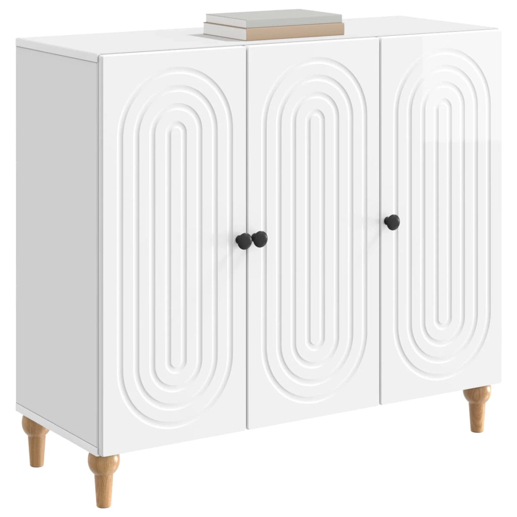 Credenza Bianco Lucido 89 x 34,5 x 80 cm Legno ingegnerizzato 894189
