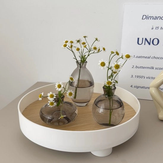 Set di 3 vasi in vetro, vasi in vetro miniaturizzati manufatti a mano, decorazioni per tavolo per fiori, piccoli vasi in vetro per decorazione di interni, uffici, matrimoni, feste e altri eventi (fiori non inclusi)