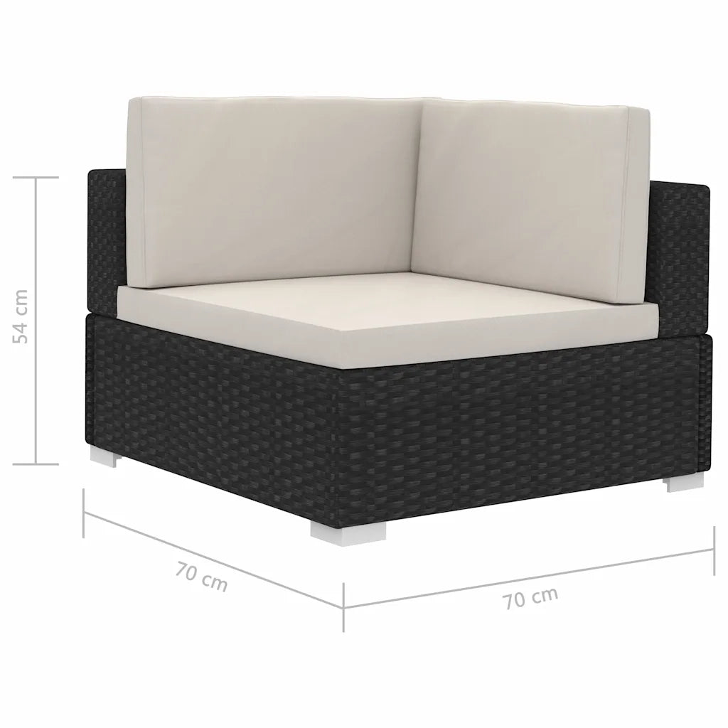 Poltrone Modulari ad Angolo con Cuscini 2 pz Polyrattan Nero 897446