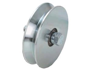 RUOTA CANCELLI GOLA V CON 2 CUSCINETTI A SFERA ART.407   EE ¸ mm.100x28  portata Kg.410  gola V 92  °    COMBI