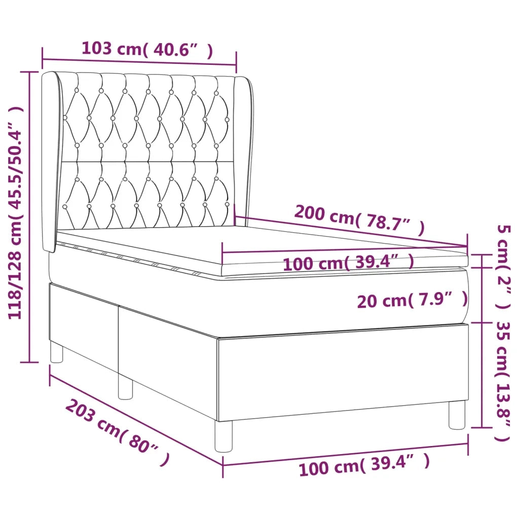 Giroletto a Molle con Materasso Grigio Chiaro100x200 cm Tessuto 3128181