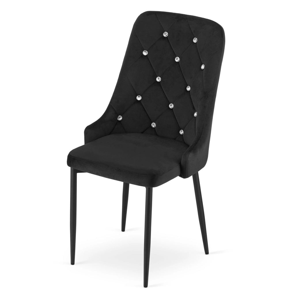 Sedia Amore in velluto nero con cristalli decorativi