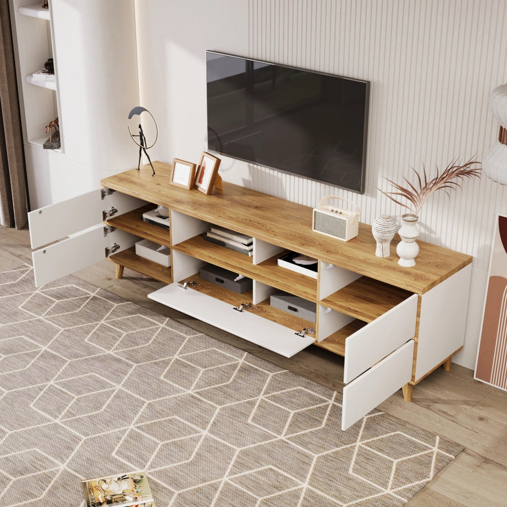 MOBILE TV 175x37x51 cm MDF Bianco e Legno
