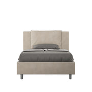 BS COM Letto singolo con rete imbottito 100x210 microfibra sabbia