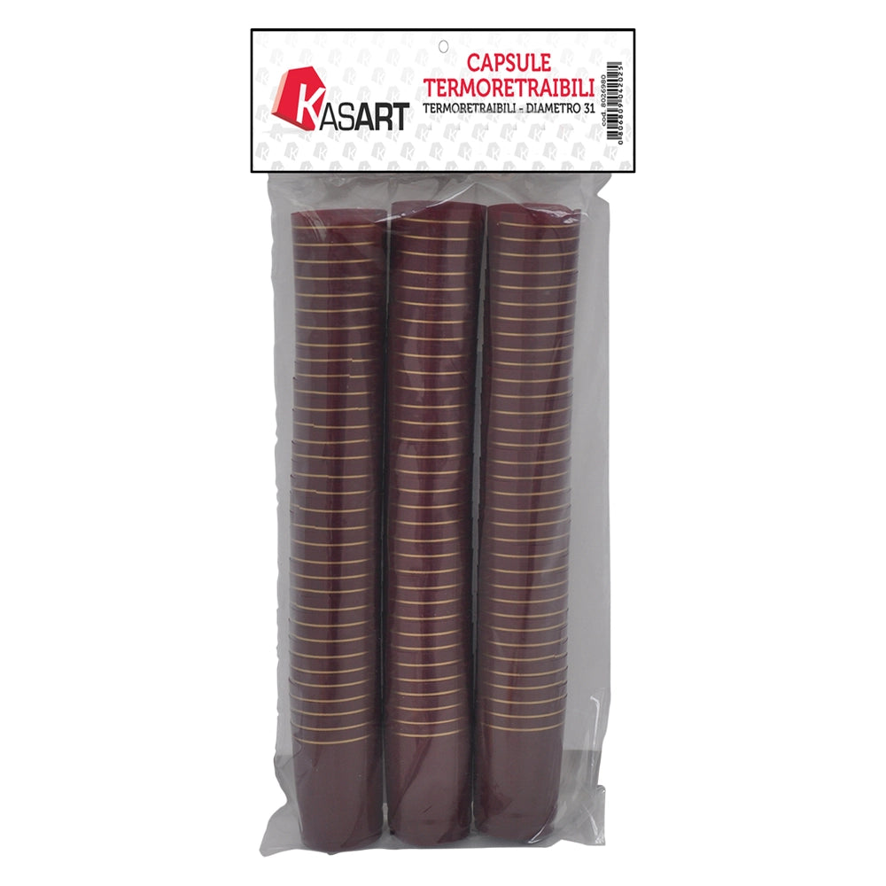 1cf capsule termoretraibili per bottiglie spumante bordeaux - ø33 x  h 55 mm cod:ferx.8026994nlm.stock