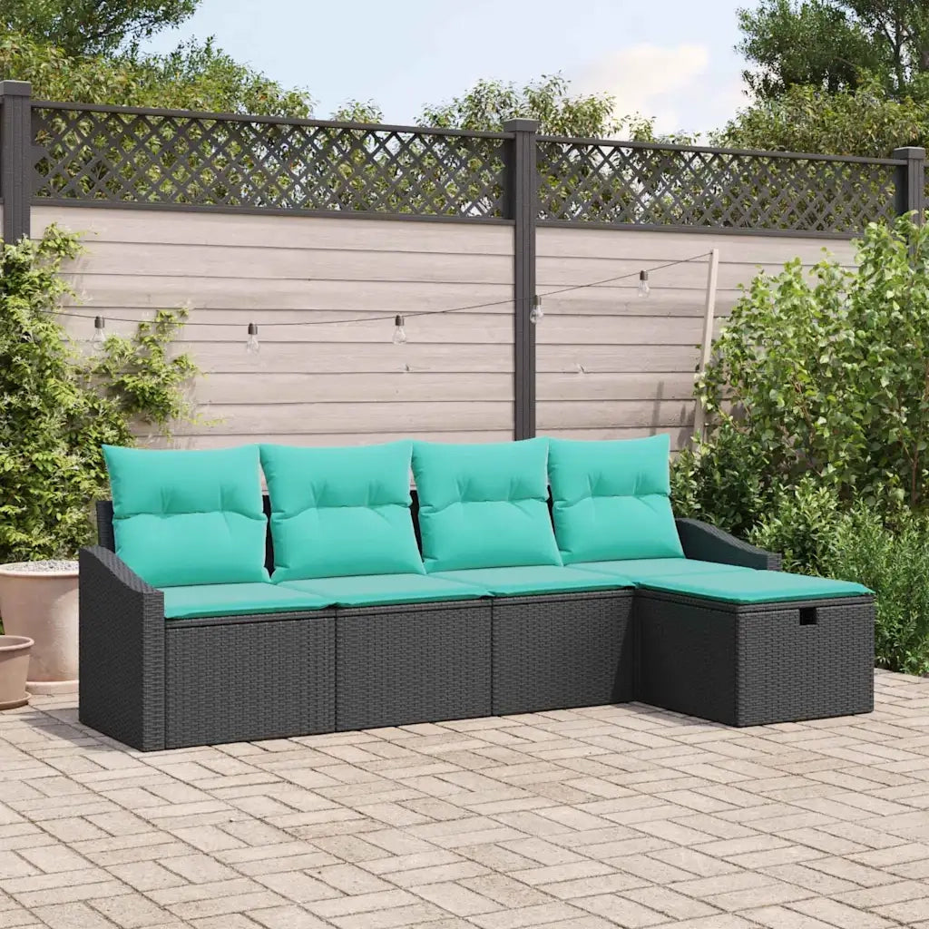 Set di divani con cuscino con archiviazione Nero polyrattan 3359265