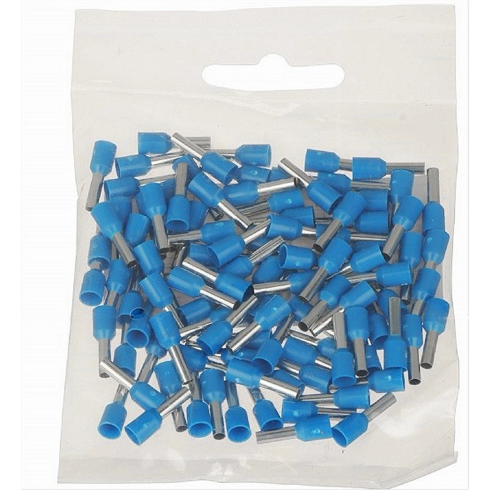 Trade Shop - Confezione 100pz Tubetto Capicorda Isolato Per Cavi 1.5mm² Terminale Da 8mm E1508 - Blu