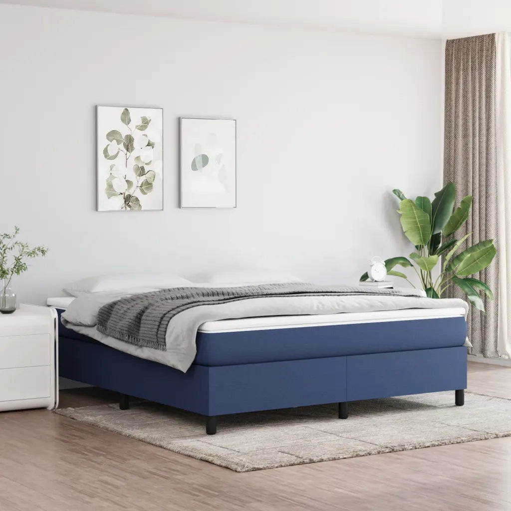 Struttura Letto a Rete a Molle Blu 160x200 cm in Tessuto 3120876