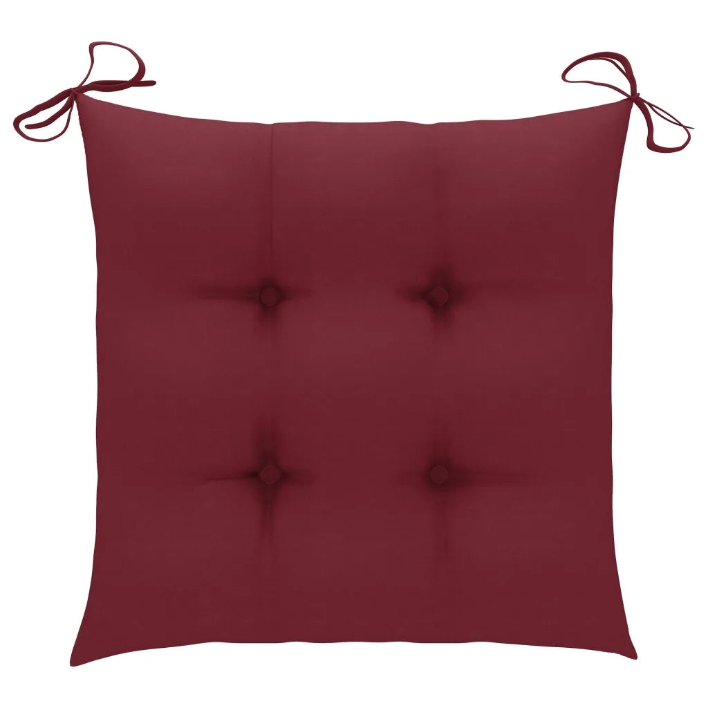 Sedie Giardino con Cuscini Rosso Vino 4 pz | Sedie da Esterno Legno Massello Teak