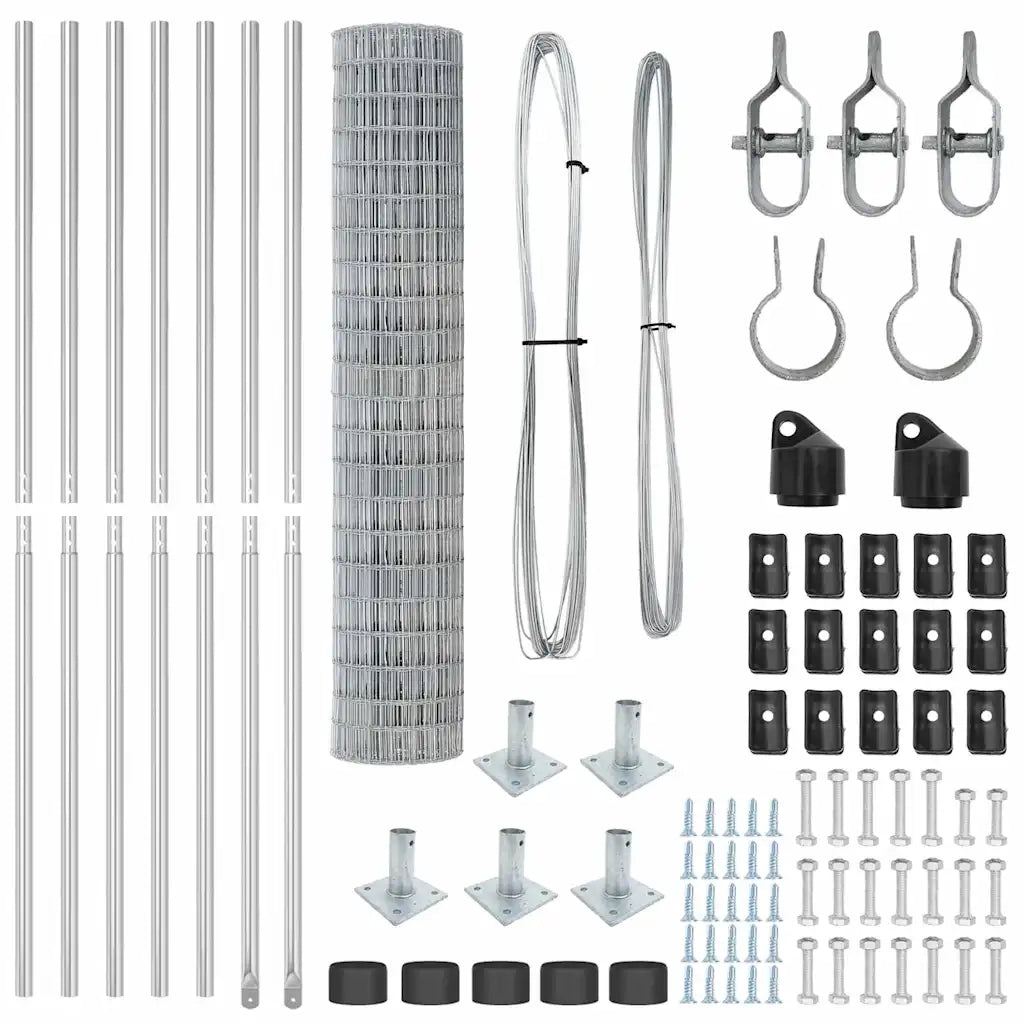 Recinzione da Giardino | Recinzione con Posto Argento 1,5 x 10 m Acciaio