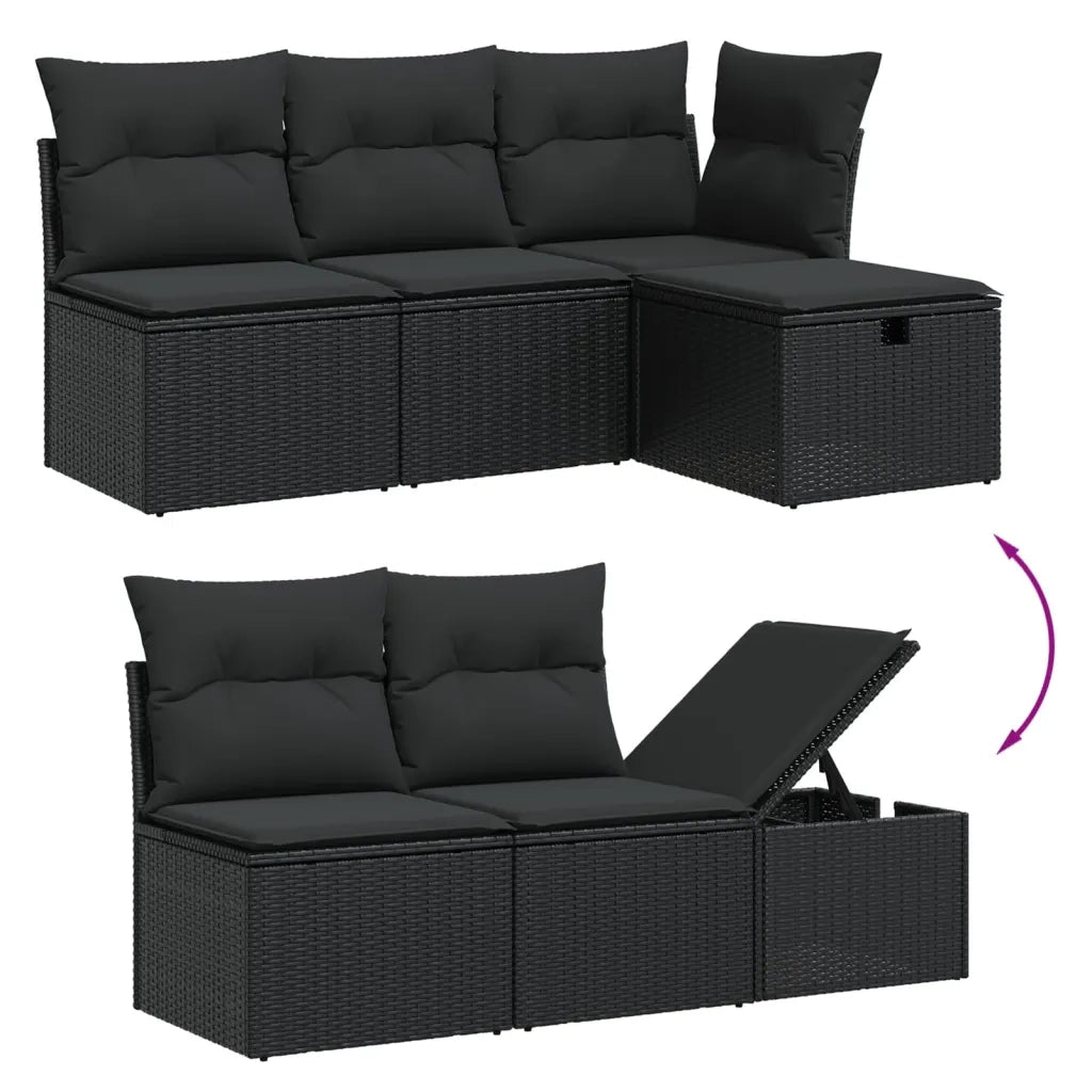 Set Divani da Giardino con Cuscini 7pz Nero Polyrattan 3274815