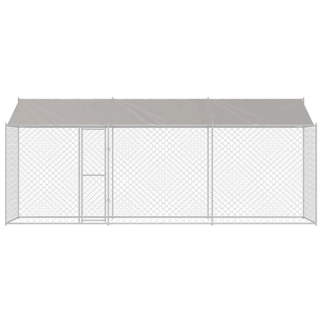 Gabbia per Cani con Tetto Argento 600 x 200 x 256 cm 3368302