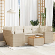 Set Divani da Giardino 7 pz con Cuscini Beige in Polyrattan 3256352