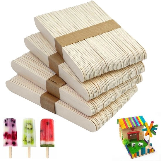 Set di Spatole in Legno 200 Pezzi - 15 x 1,8 cm - Legno Naturale - Bordi Lisci - Utilizzo Sicuro - Multifunzionale - Spatola a Tasti