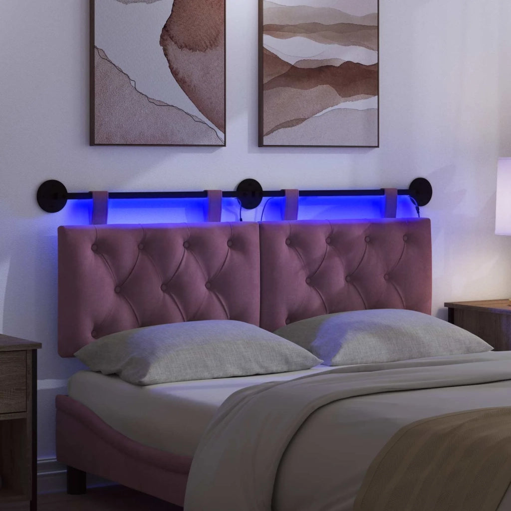 Testiera sospesa Con luce LED Viola Velluto 3424651