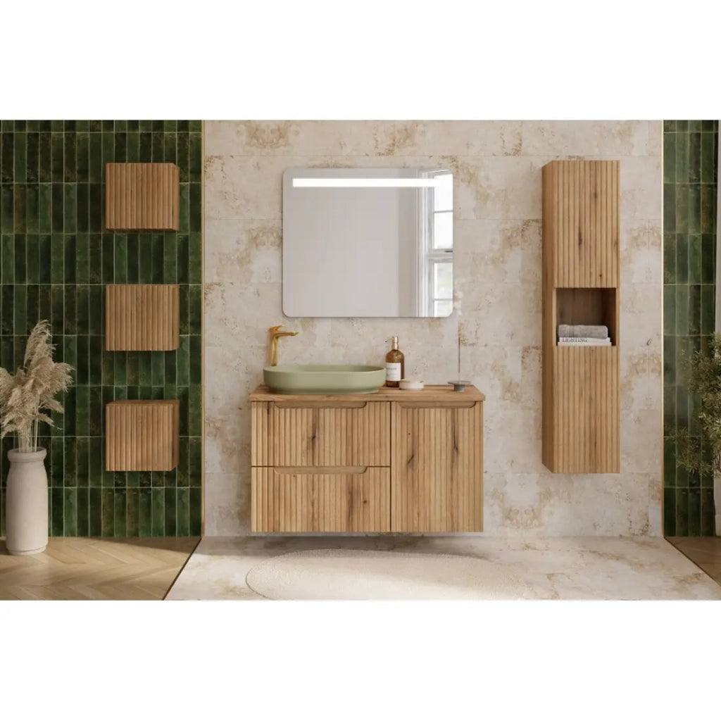 Mobile sottolavabo VANO 80 cm in rovere sospeso con 2 cassetti