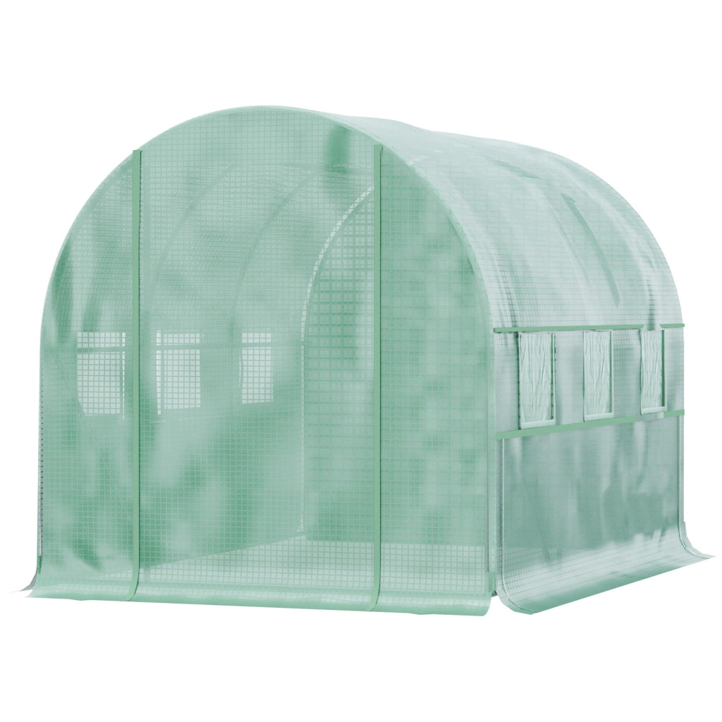 Serra da Giardino Tunnel 6 m2 ¨C zephmum ¨C Verde 6 Finestre Porta a Rullo in PE Struttura Acciaio