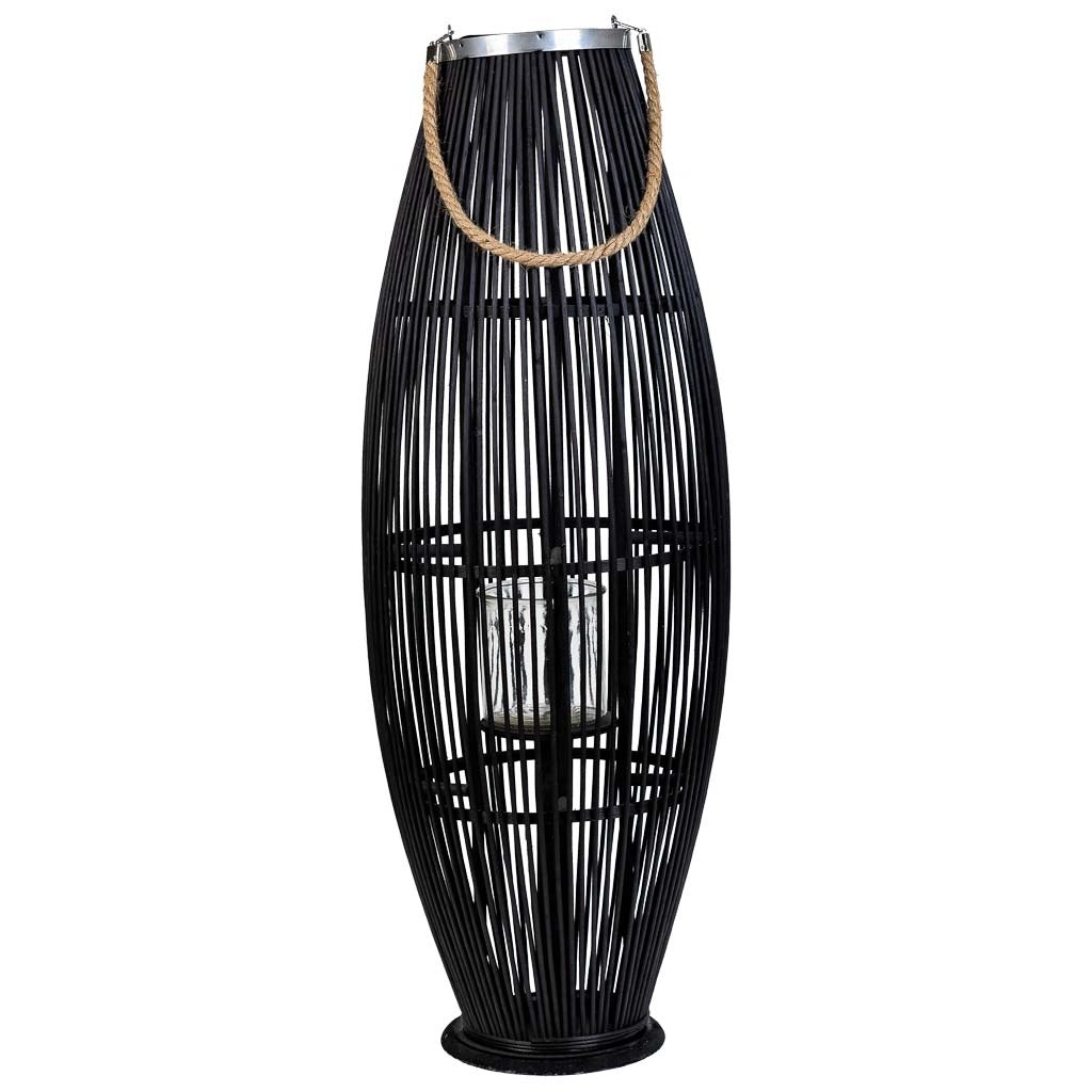 Lanterna portacandele in bambù marrone 34x34x95h