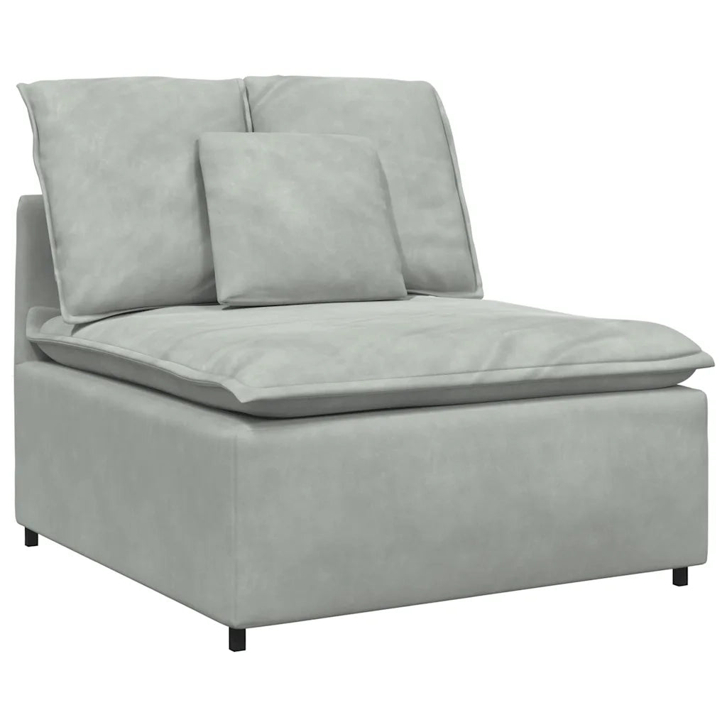 Modulo Centrale Divano Modulare con Cuscini Grigio Chiaro 100cm 805047
