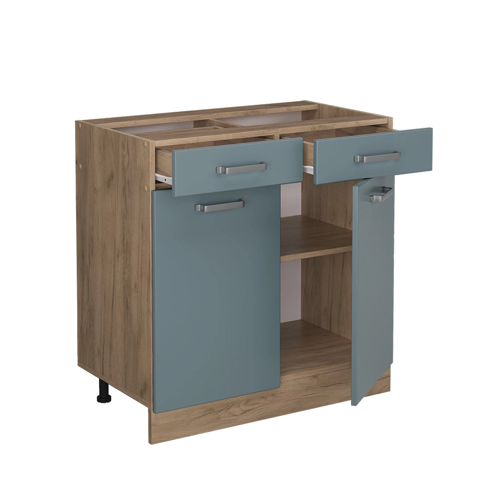 Vicco Mobiletto base per cucina Grigio-blu 80 cm , PL Rovere