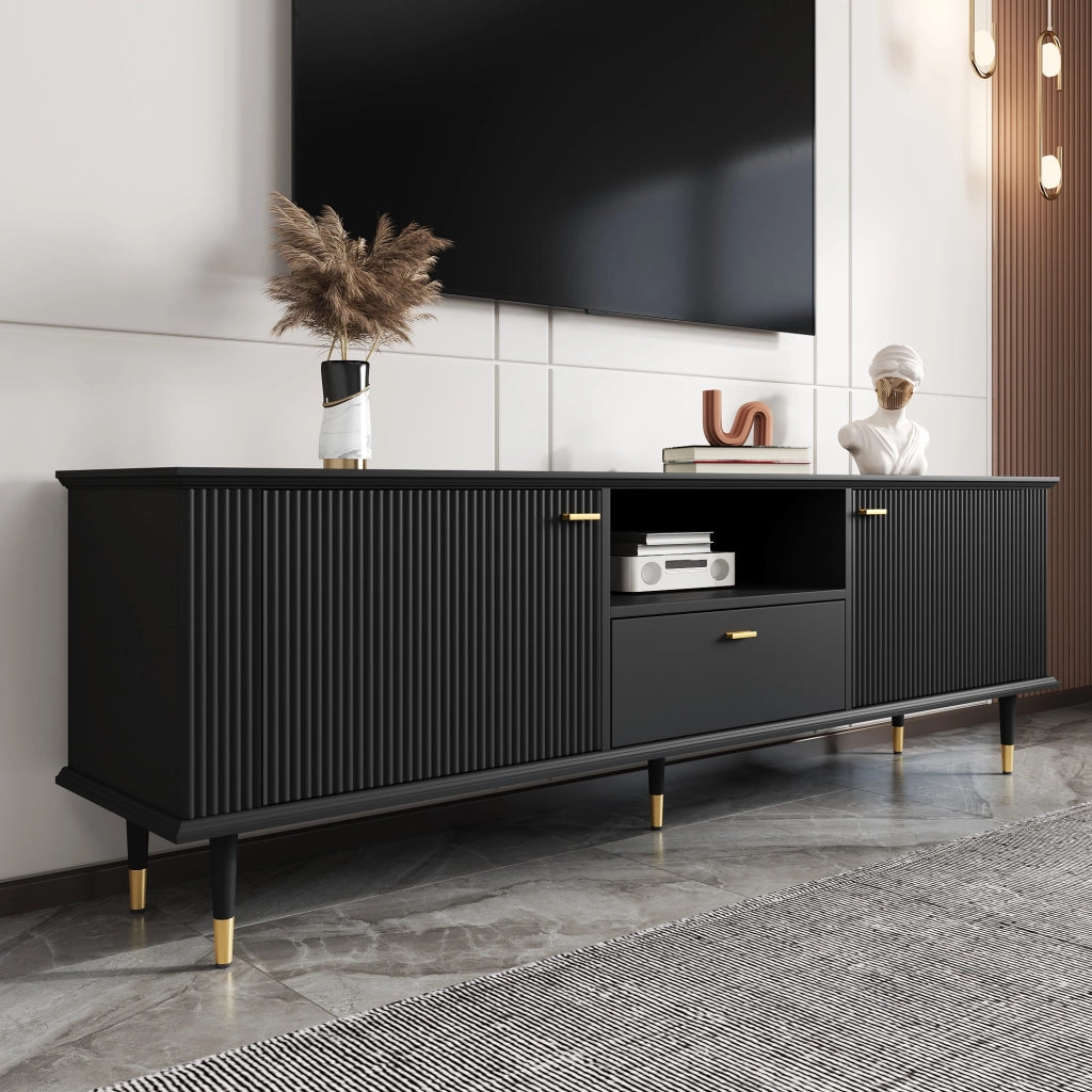 Cassettiera TV nera in MDF; lunghezza 170 cm