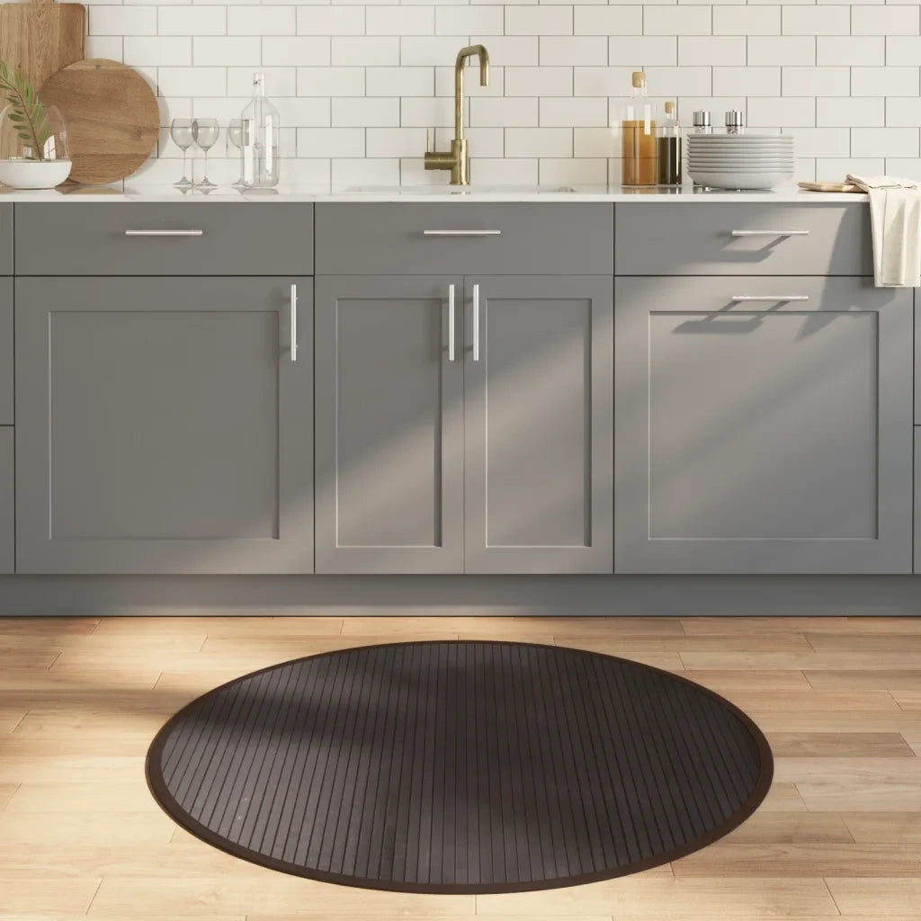 Tappeto del soggiorno | Tappeto Rotondo Marrone Scuro 100 cm in Bamb¨´