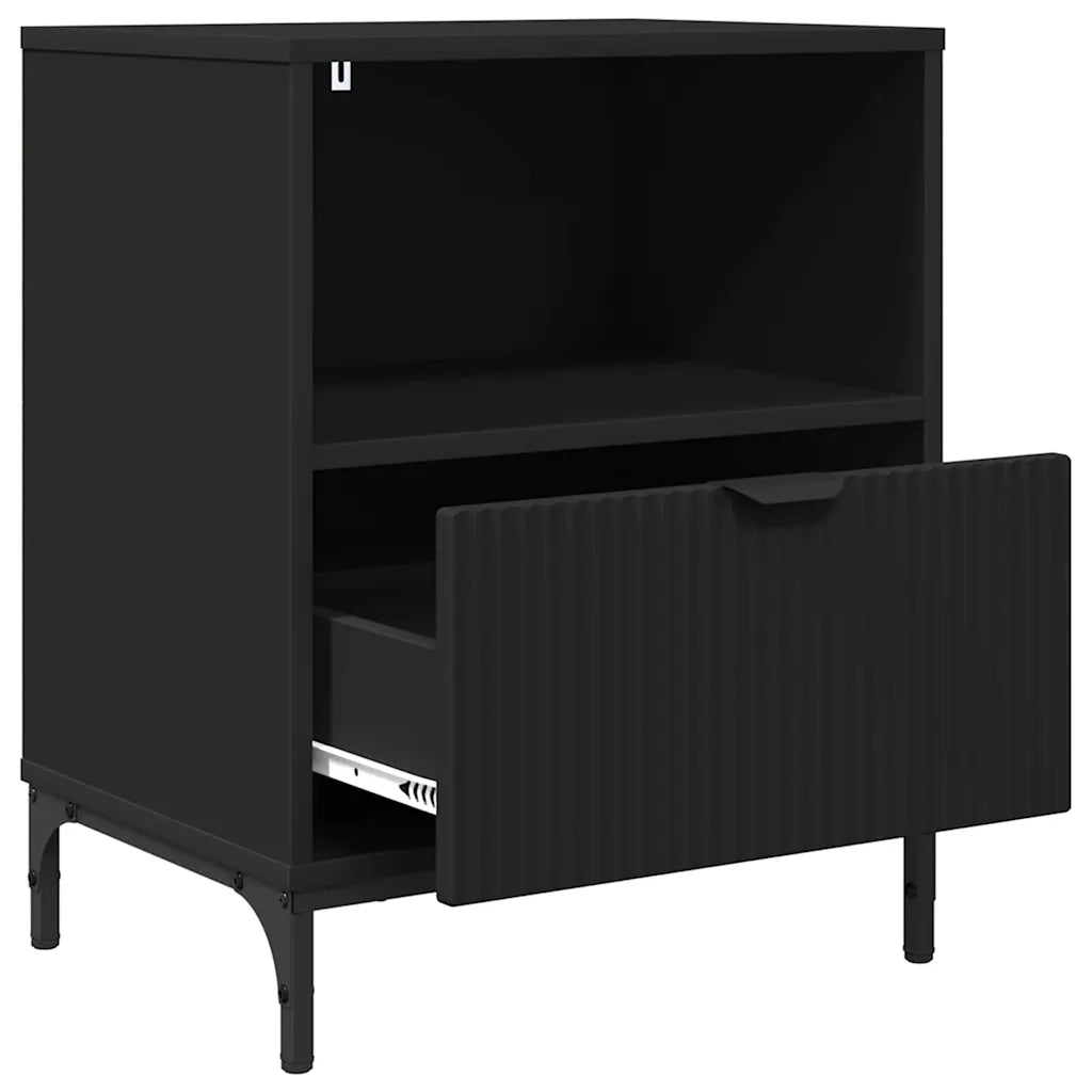 Comodini 2 pz-Set di 2 Tavolino da notte Nero 49 x 36 x 61 cm Legno multistrato