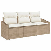 Set Divano da Giardino 3 pz | Set Salotto da Giardino Beige e Bianco polyrattan