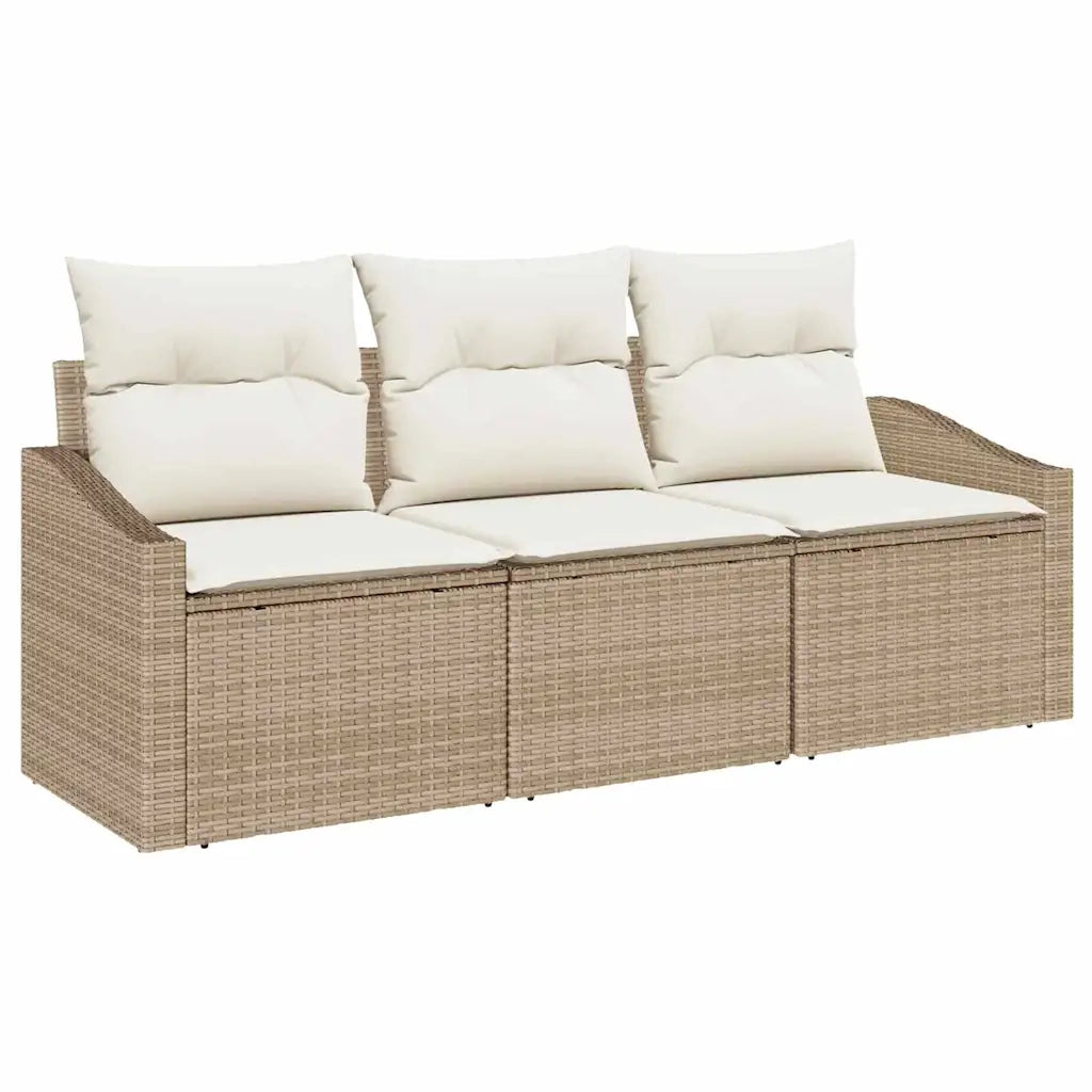 Set Divano da Giardino 3 pz | Set Salotto da Giardino Beige e Bianco polyrattan