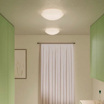 Bis ip44 parete/soffitto ø.400x130mm. triac 16,0w led 3000k-ip44-trasp.,vetro b.co