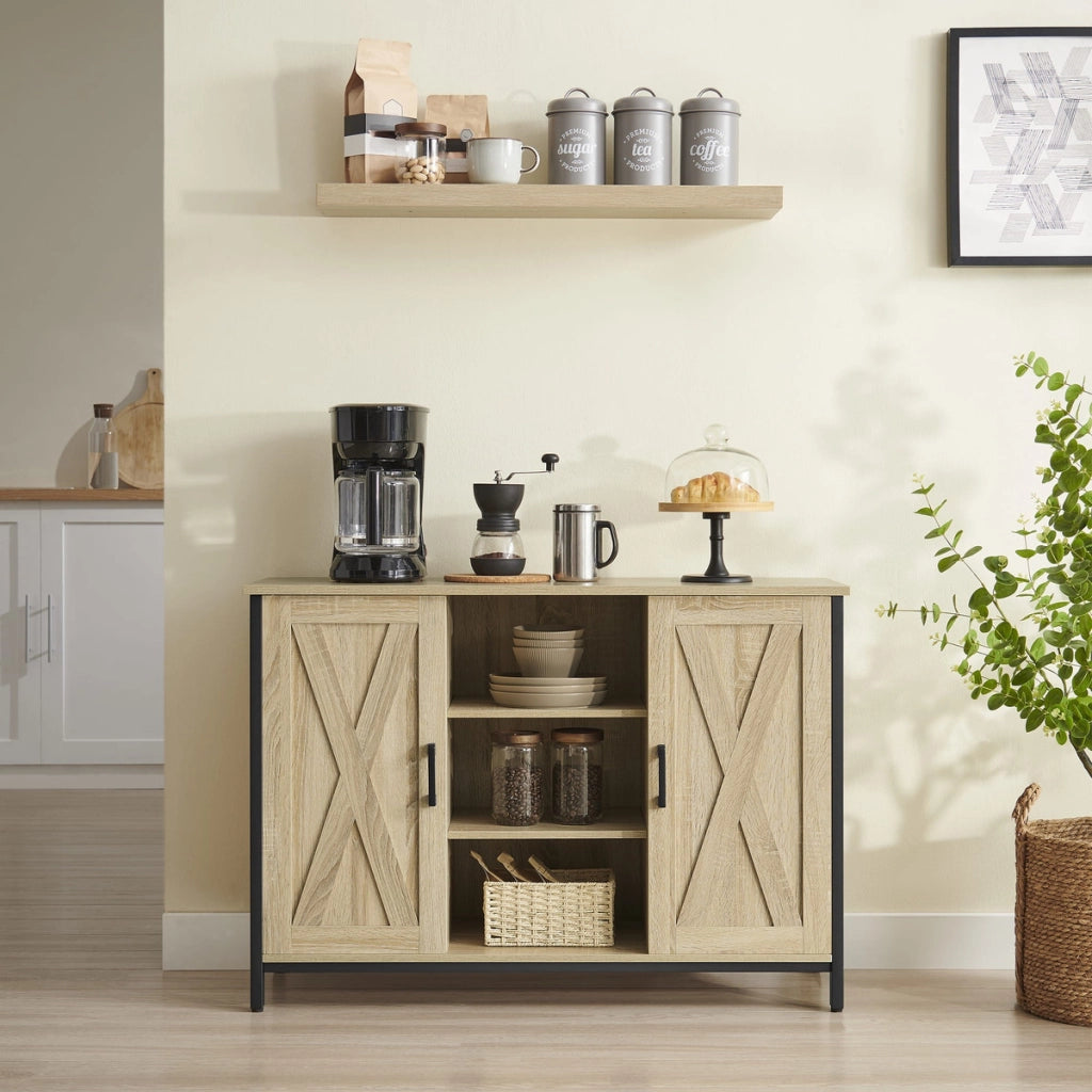 Mobile Credenza Industiale Sonoma con Ante e Vani a Giorno