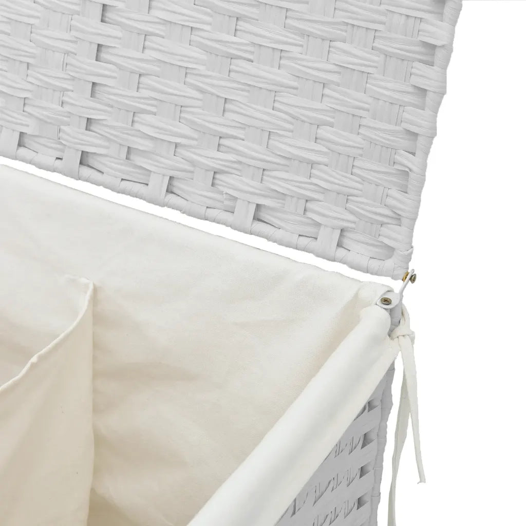 Cesto Portabiancheria 2 Sezioni Bianco 53x35x57 cm Polyrattan CFW5424498