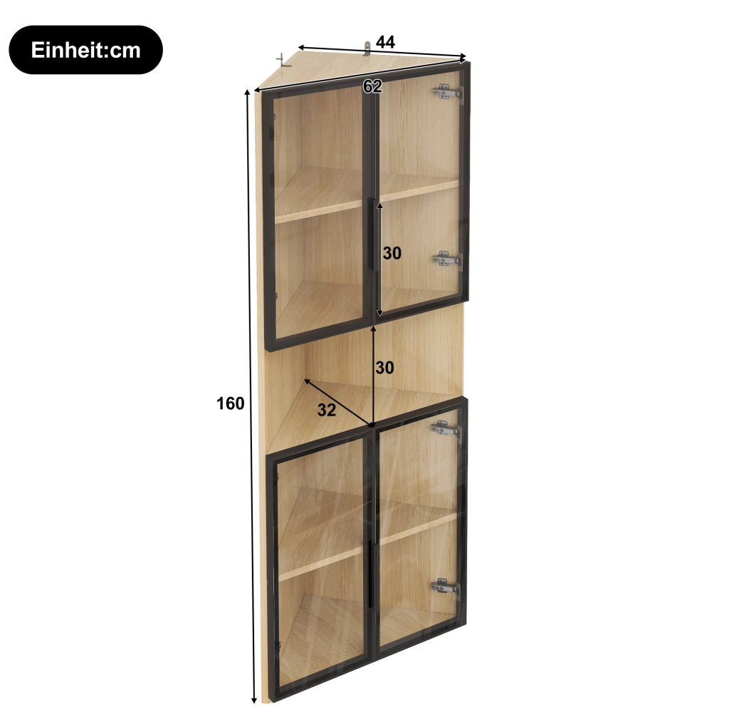 Vetrina angolare con illuminazione LED e chiusura soft-close in MDF rovere