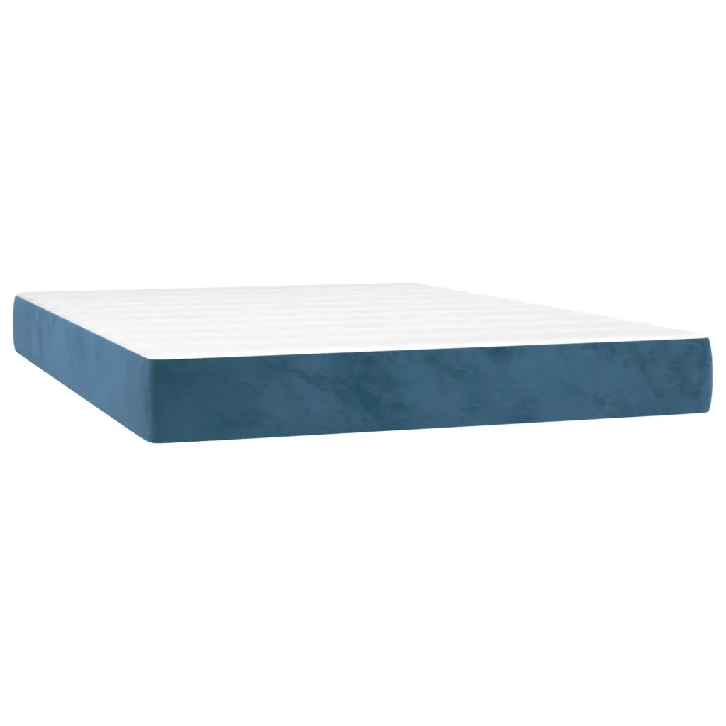 Materasso a Molle Insacchettate Rigidit¨¤ Media Blu Scuro 140x190x20 cm in Velluto