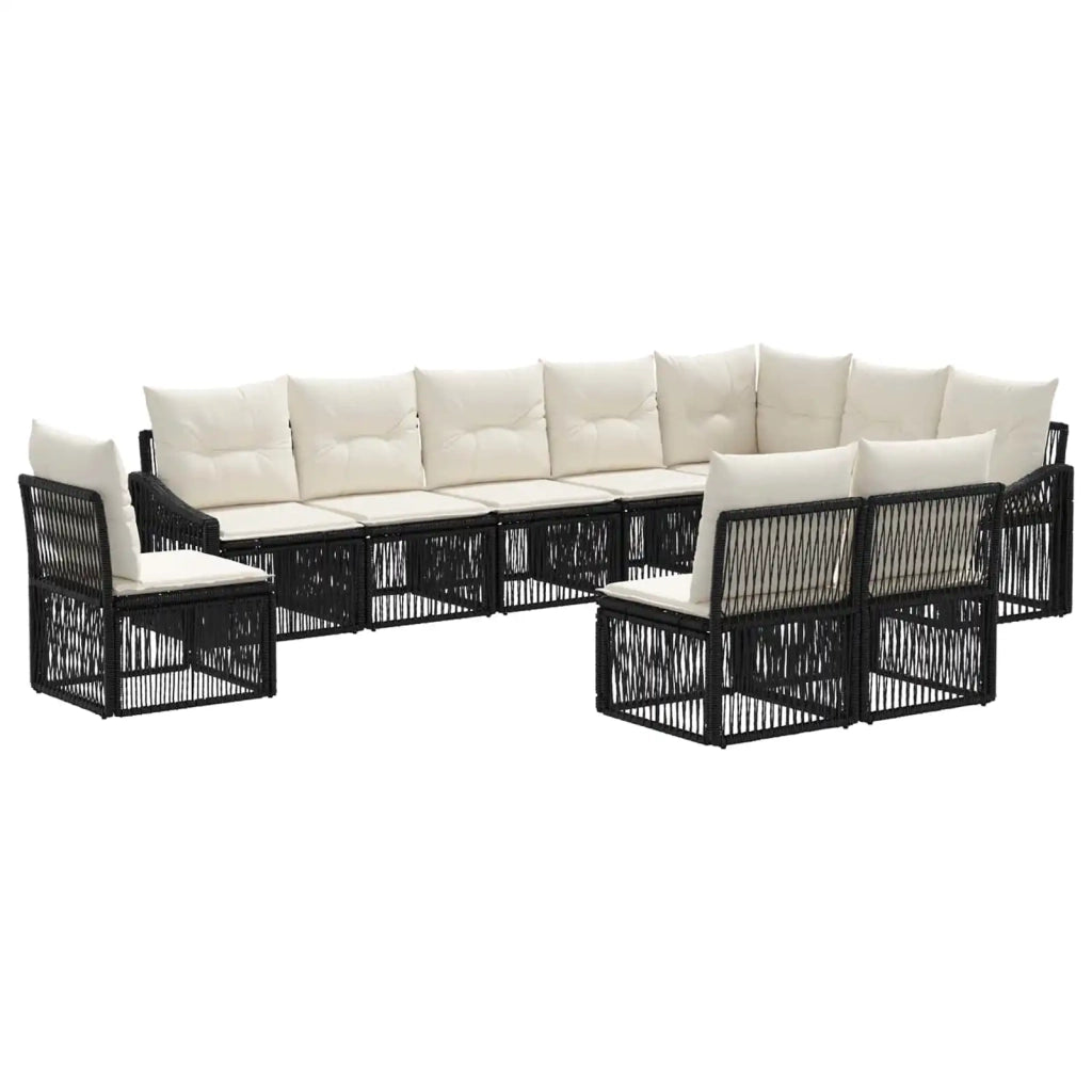 Set Divano da Giardino 10 pz Nero polyrattan 3436033
