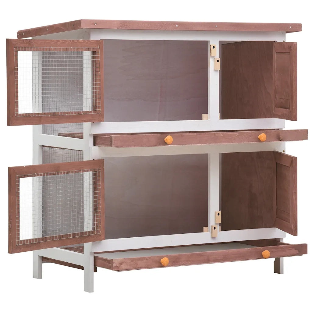 Conigliera per Esterni con 4 Porte Marrone in Legno CFW3789938