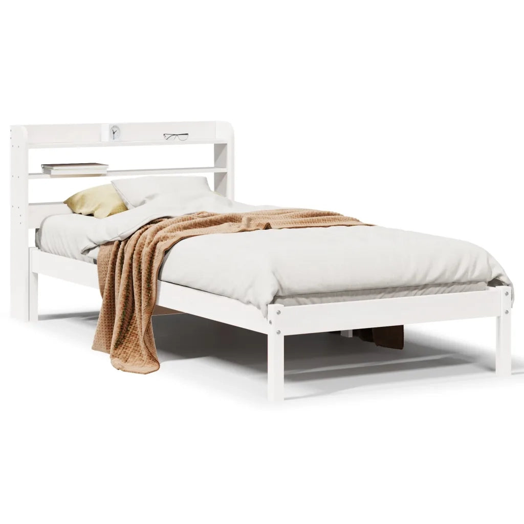 Letto singolo | Letto per adulti | Giroletto senza Materasso Bianco 100x200 cm Legno Massello Pino