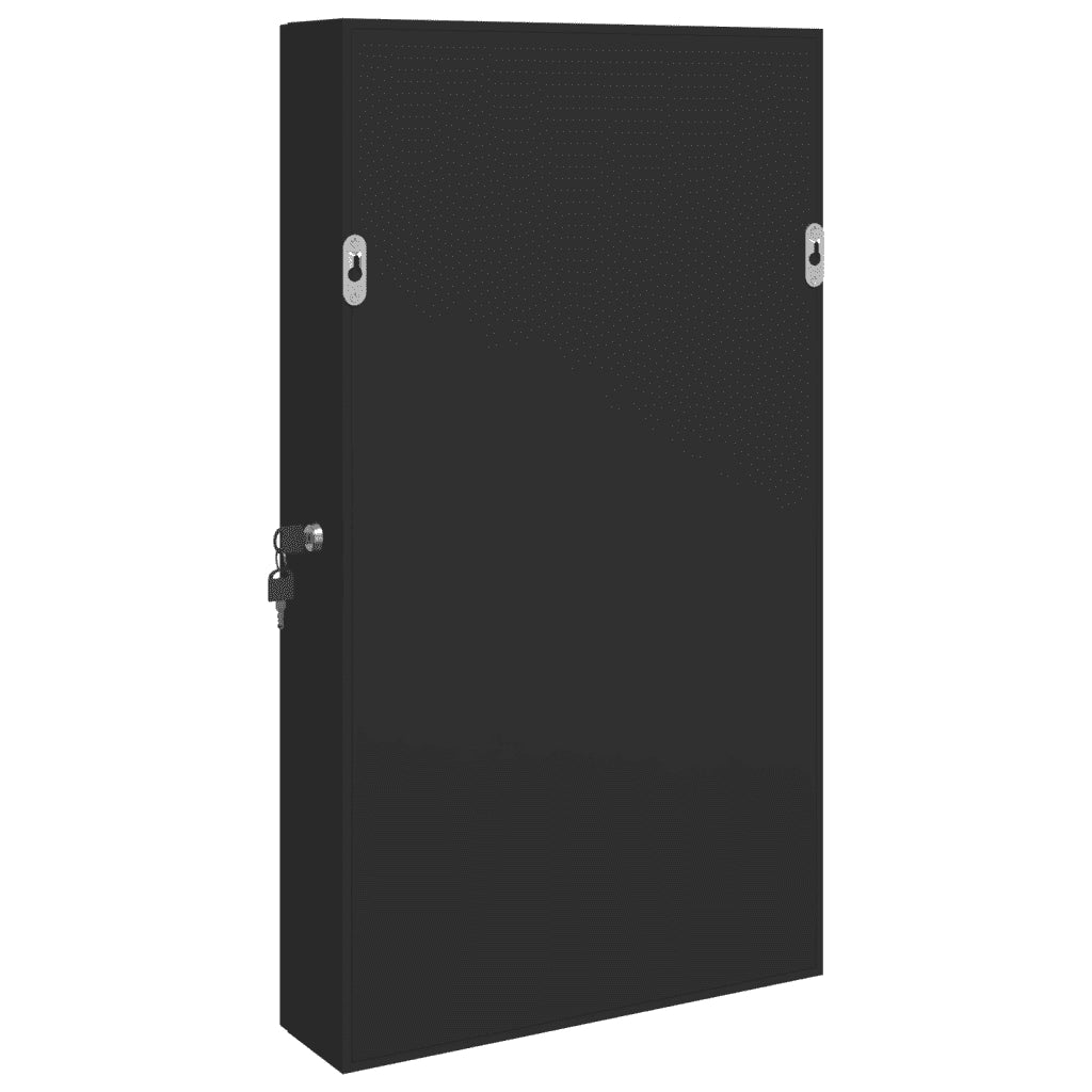 Armadio Portagioie con Specchio a Muro-Specchiera Portagioie Nero 37,5x10x67 cm