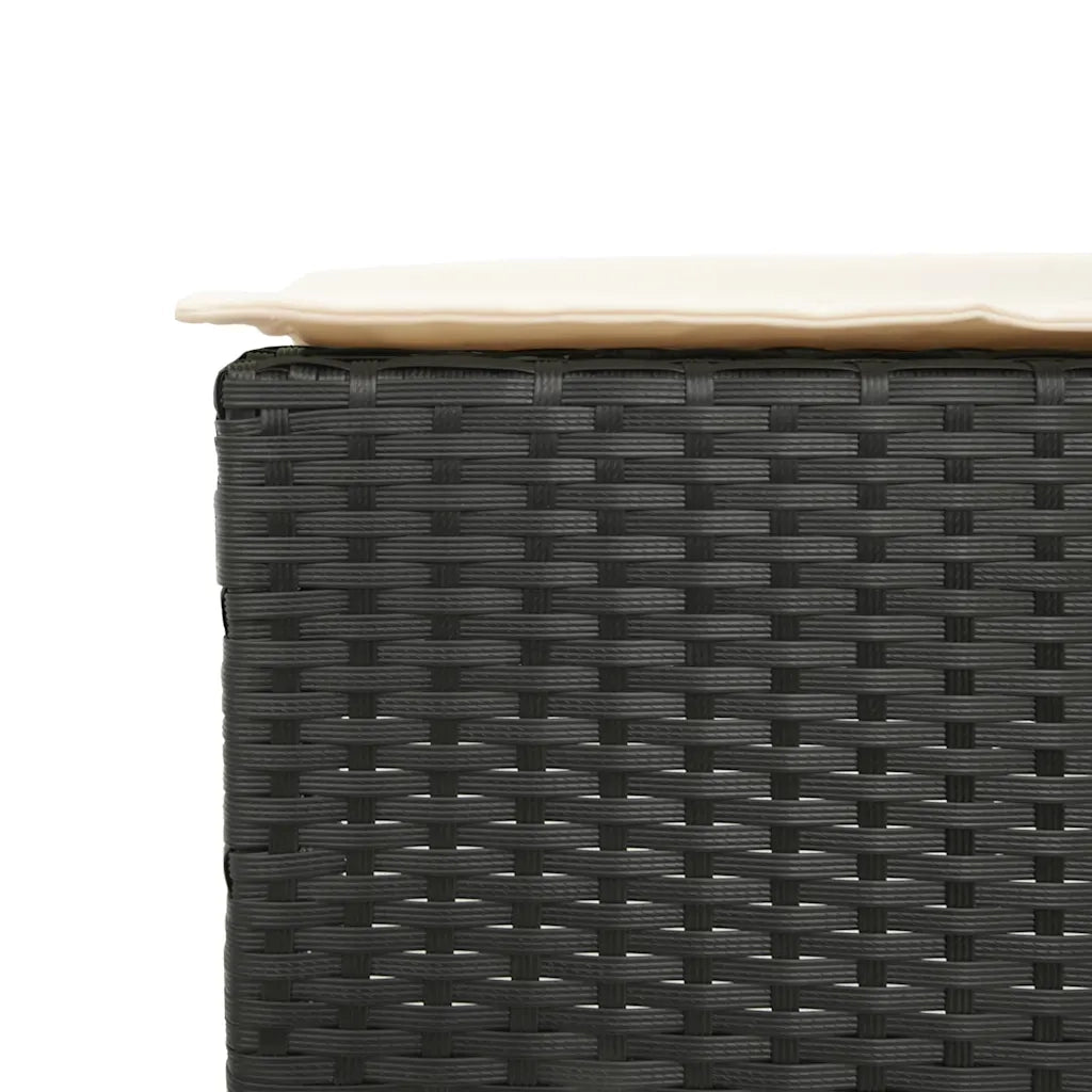 Set Bar da Giardino 3 pz con Cuscini in Polyrattan Nero 3261480