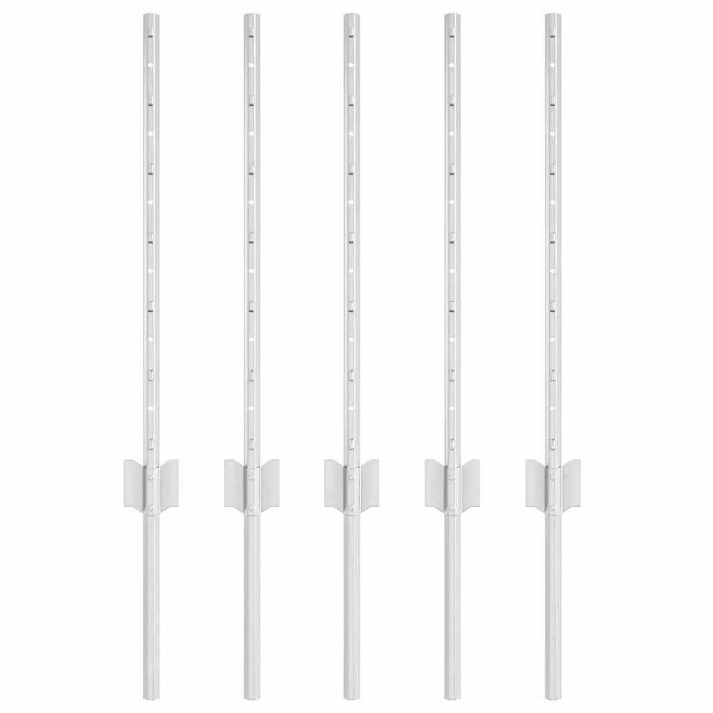 Palo della recinzione 5 pz Argento 60 cm Acciaio CFW1808419
