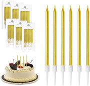 Verjaardagskaarsen per 36, ghirlande di candele per torta, candele per torta lunghe e sottili con supporto in oro, per decorare torte di compleanno, ideali per bambini e adulti.